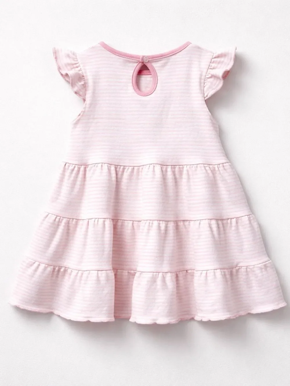 Magnolia Baby pink & white stripe  tiered dress with alligator appliqué 12 Mon